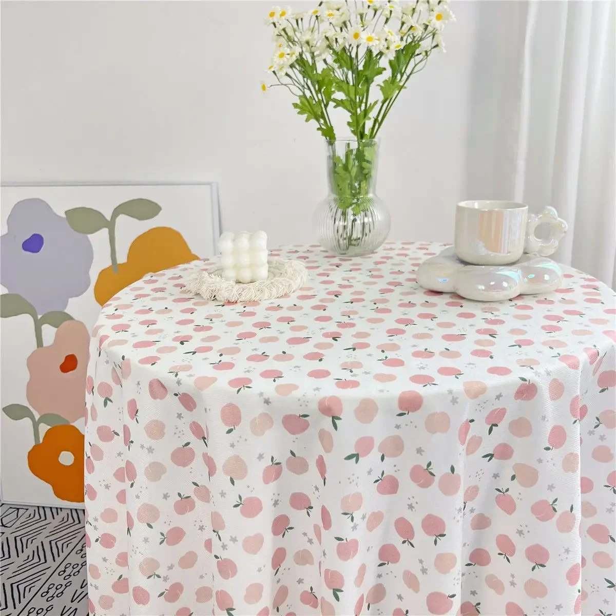 

Цветочная клетчатая скатерть из полиэстера/хлопка