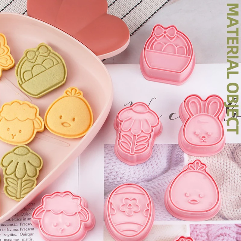 

8Pcs/Set Happy Easter Cookie Mold Biscuit Mold ABS Plastic Cookie Pressing Cutter Pastry Decor DIY Fondant Baking Mold Kitchen