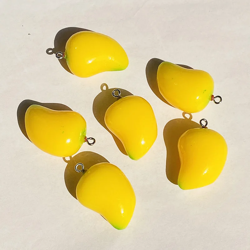 6 шт. имитация смолы подвески в виде фруктов манго каваи 3D кулон еды для ожерелья