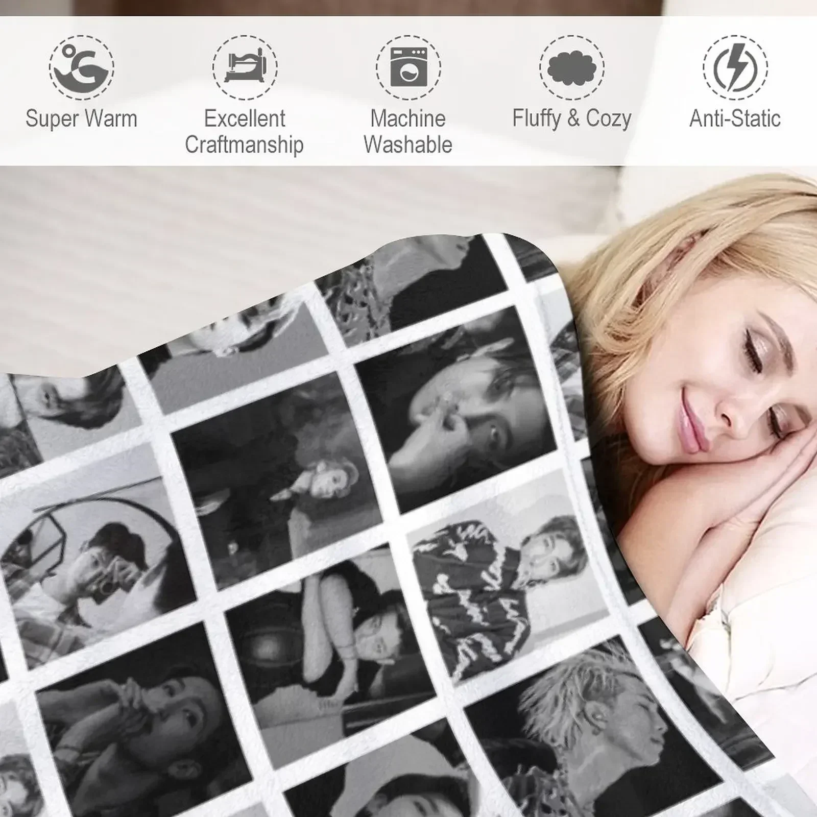 RM коллаж пледы волосы кровать модные одеяла