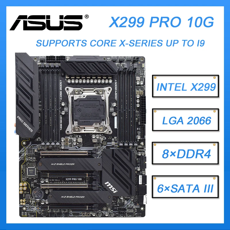 

X299 Motherboard MSI X299 PRO 10G Motherboard LGA 2066 DDR4 Intel X299 256GB PCI-E 3.0 USB3.2 ATX For Core i9-7900X cpus