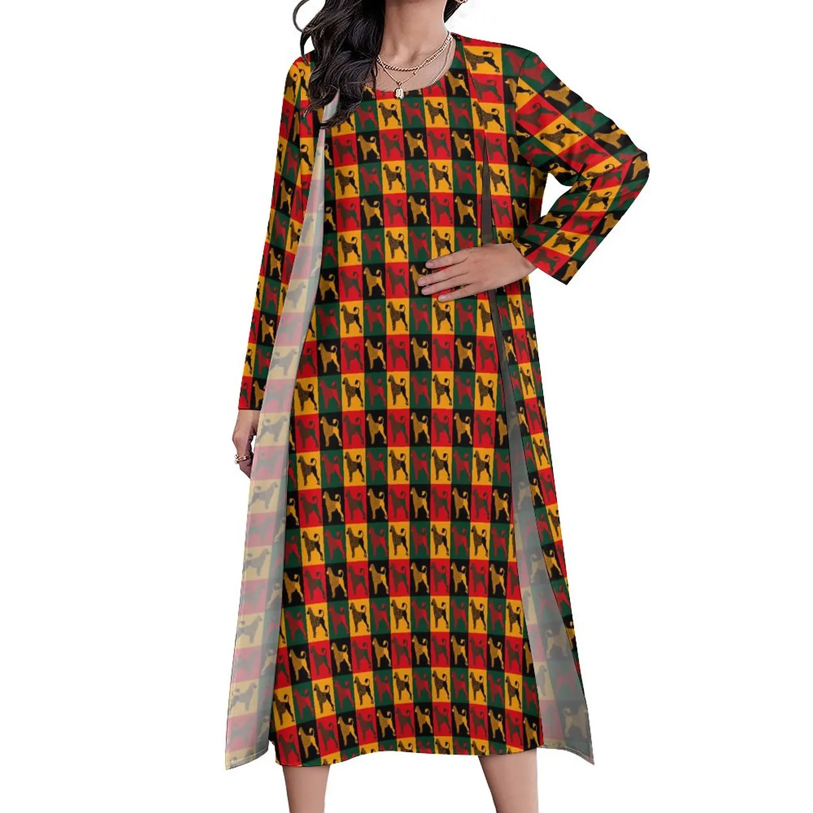 

Water Dog Print Dress The Smart Animal Elegant Maxi Dress Aesthetic Bohemia Long Dresses Women 2 Piece Graphic Oversize Vestido