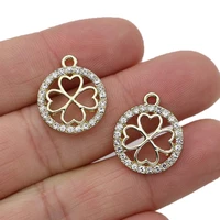10pcs gold plated crystal clover flower charms pendant for jewelry making earrings bracelet necklace accessories diy findings