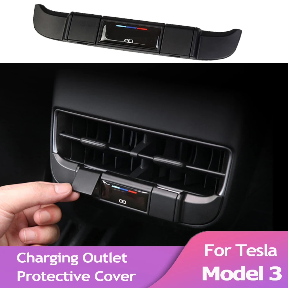 

Защитная крышка с отверстиями для выхода выхлопных газов Tesla Model 3, зарядка через USB, аксессуары для украшения интерьера автомобиля 2022