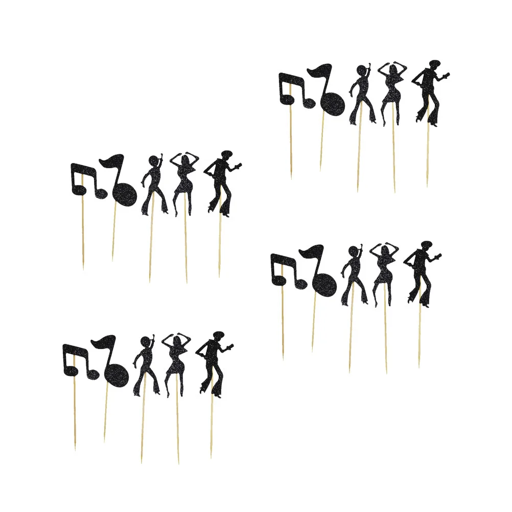 

20 Pcs Music Decor Glitter Notation Picks Cake Decoration Musical Party Birthday Baby