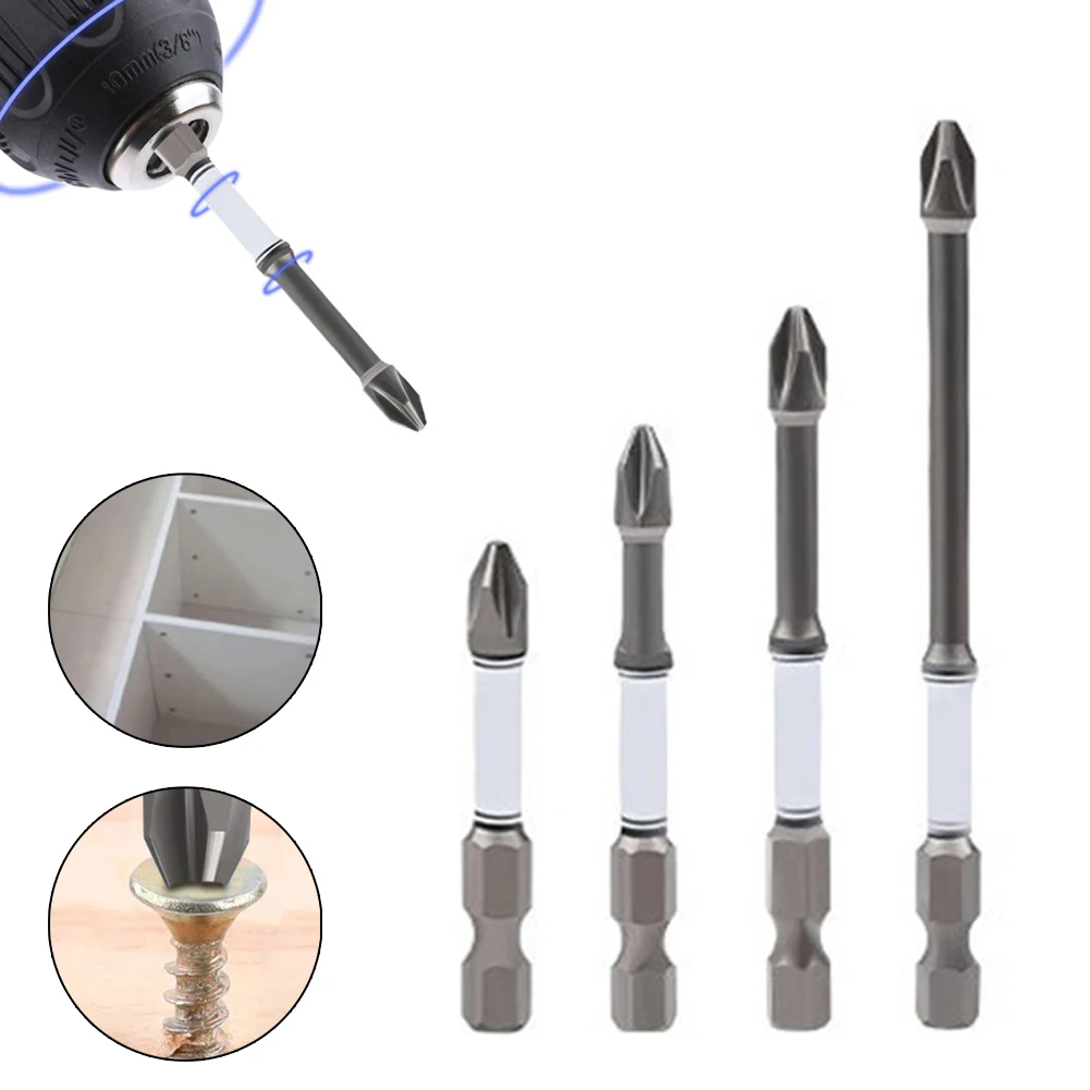 

4pcs Impact Magnetic Batch Head Drill Bits PH2 Cross Screwdriver Bit Hex Shank Screwdrivers Bit 50mm 65mm 75mm 100mm