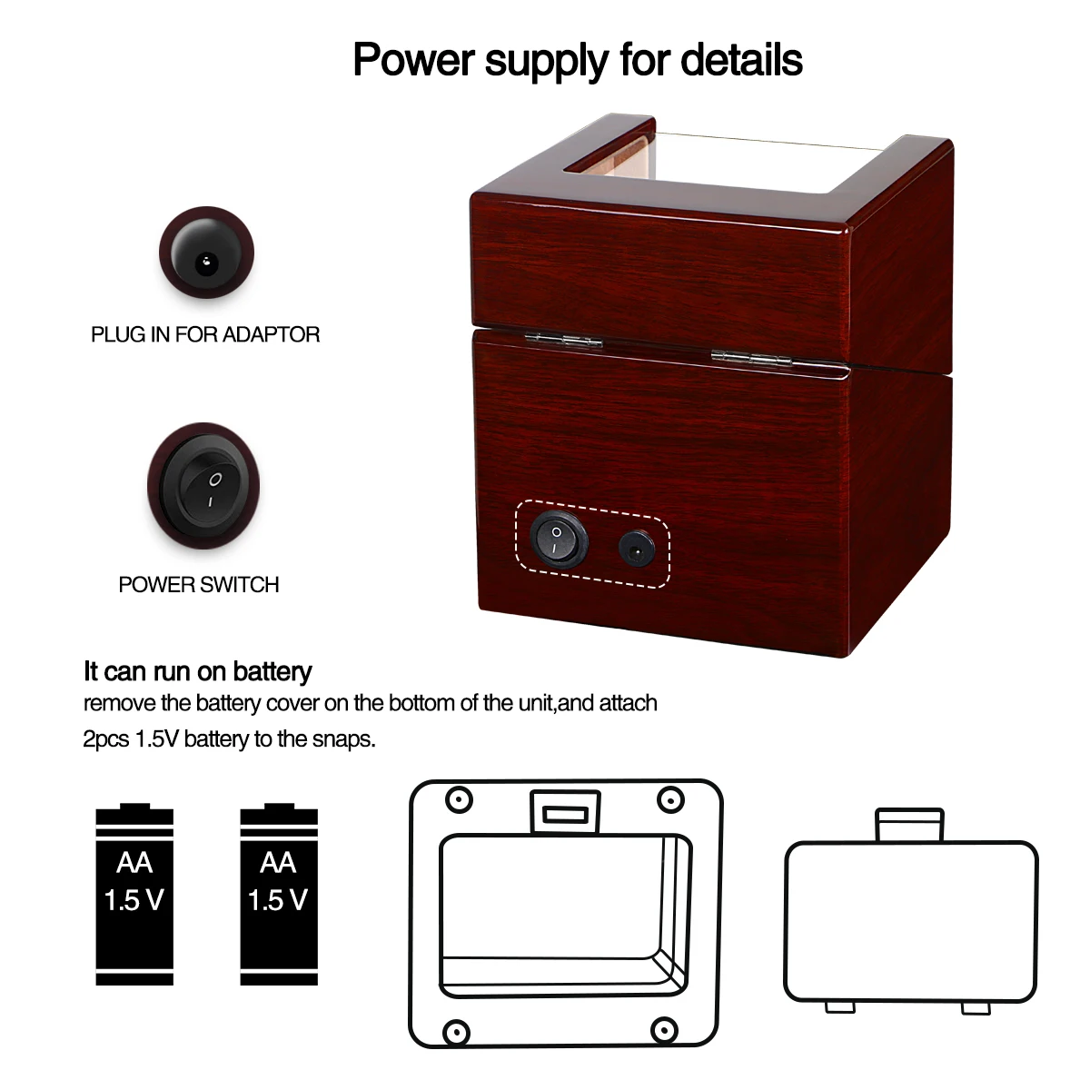 [New upgraded version] MUZHIYUN PE Piano Lacquer Watch Automatic Winder Small Household Portable Mechanical Watch Collection Box enlarge