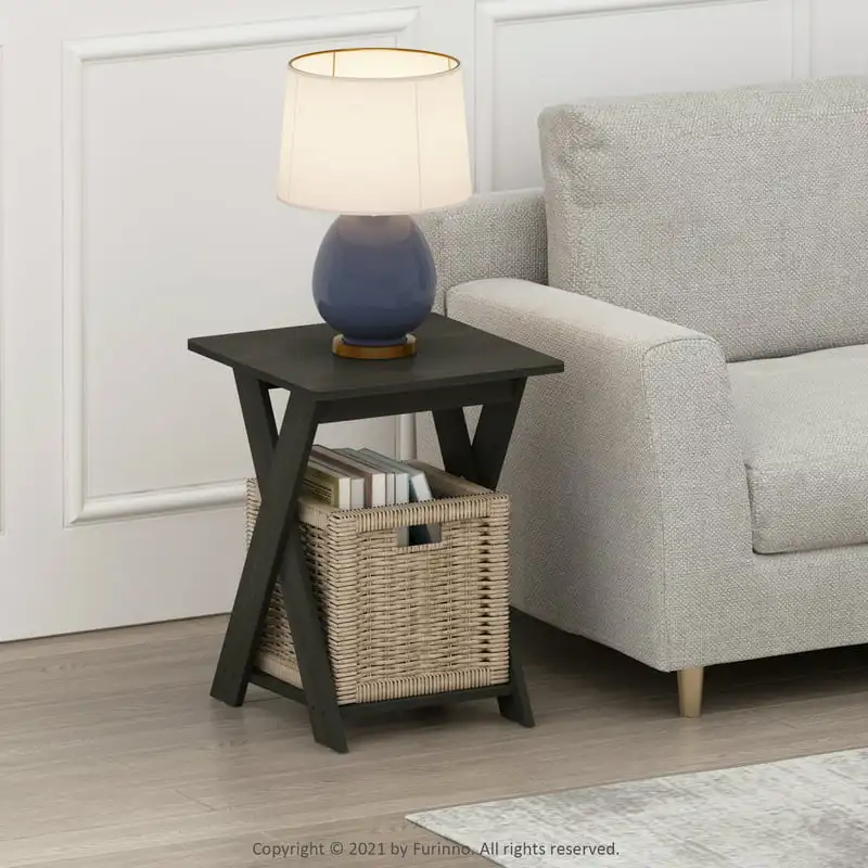 

Modern Simplistic Criss-Crossed End Table, Espresso