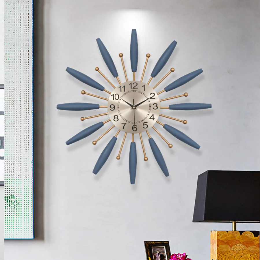 

Quartz Wall Clock Decor Hand Elegant Blue Big Unique Colorful Wall Clock Gold Art Luxury Modern Design Silent Reloj Room Decor