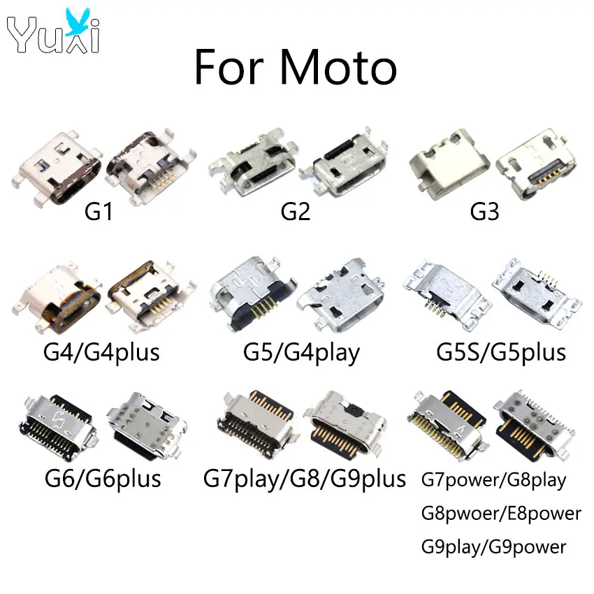 YuXi 10 шт. для Motorola Moto G1 G2 G3 G4 G5 G5S Plus G6 G7 Play G8 G9 Power Micro USB Type C разъем зарядки