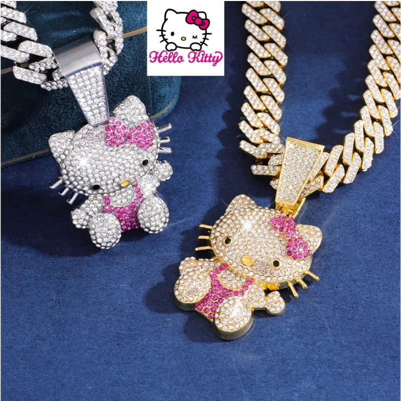 Ожерелье hello kitty для женщин мультяшный полный бриллиант европейский и