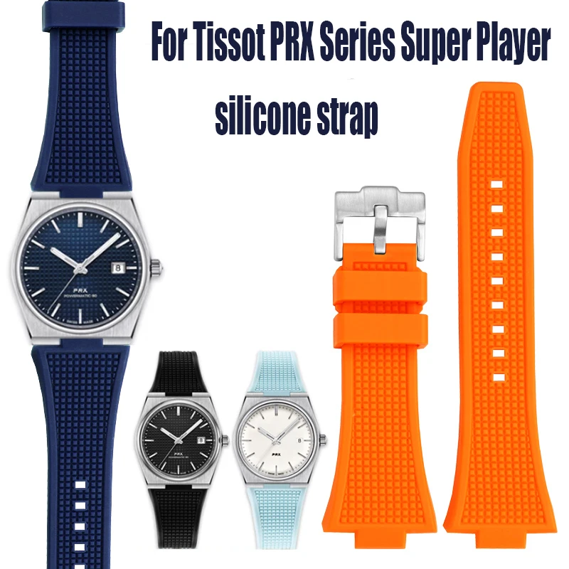 

For Tissot PRX Series Quick Release Strap Super Player T137.407/410 Rubber Watch band Waterproof Silicone Bracelet Male 26*12MM