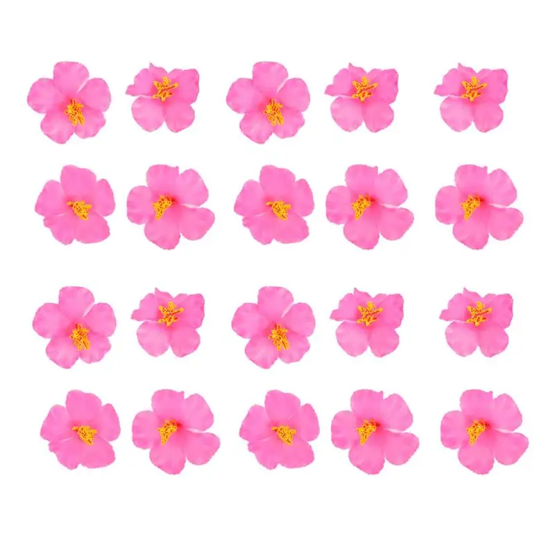 

Flowers Hibiscus Artificial Pink Decoration Flower For Fake Faux Stem Without Bouquet Hawaiian Party Petals Decor Tropical Head