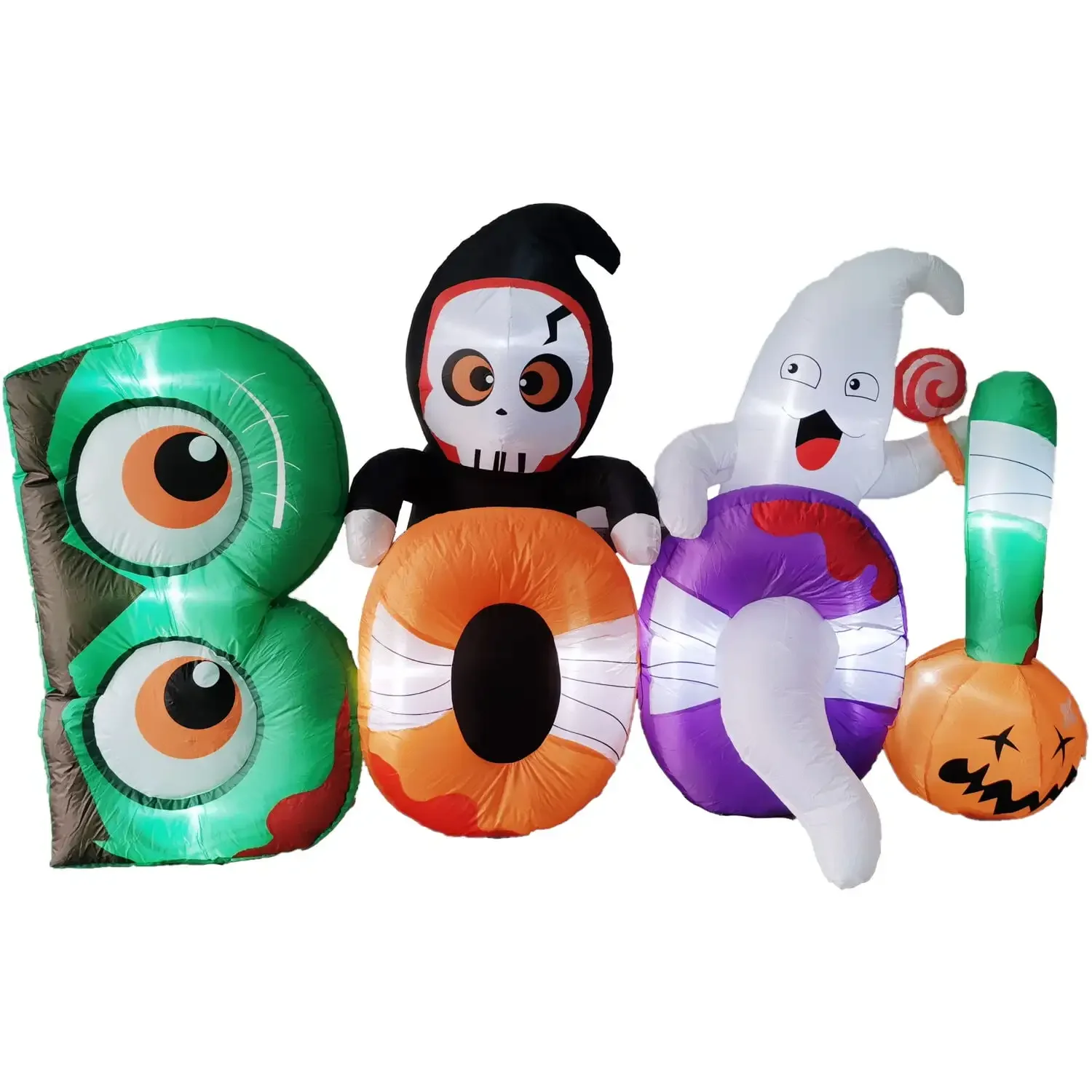 

Haunted Hill Farm 8-Ft. Wide BOO Sign Inflatable with LED Lights | Jack-O-Lantern, Ghost, Grim Reaper, Monster | Outdoor Blow-Up