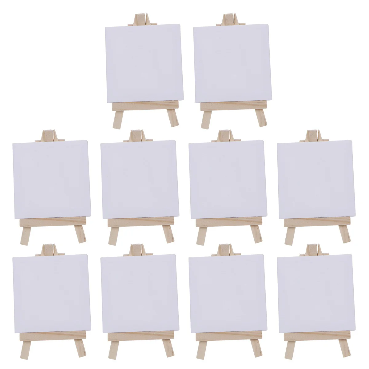 

10PCS Mini Canvas Panel Wooden Easel Sketchpad Settings for Painting Craft Drawing Decoration Gift and Kids'Learning Easels