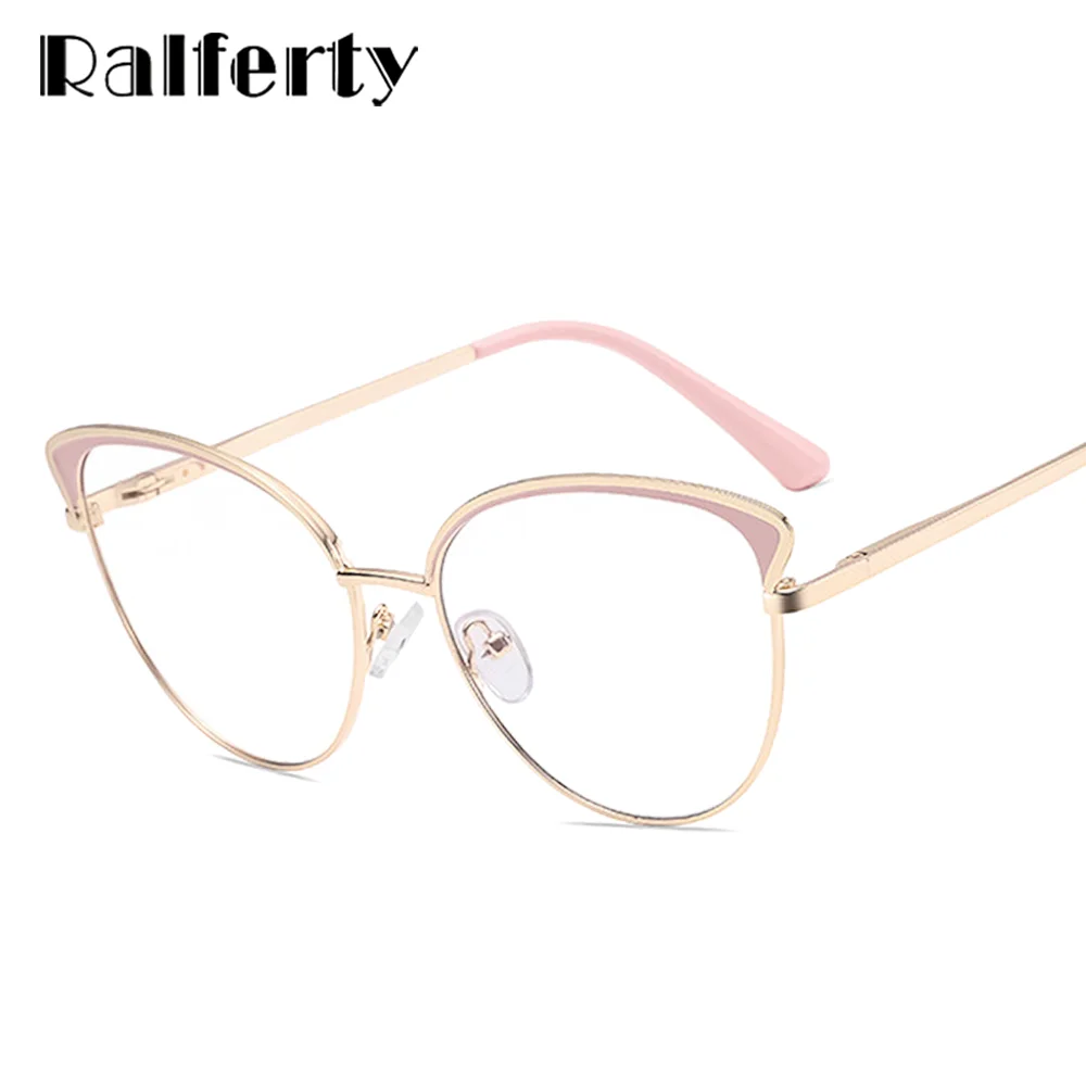 

Ralferty 2022 Quality Eyeglasses Frames for Women Cat Eye Anti Blue Light Computer Glasses 0 Diopter Optical Prescription Frame