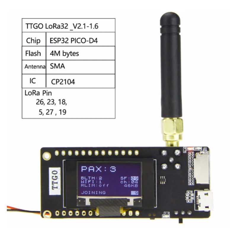 TTGO LoRa32 V2.1 ESP32 433 МГц Bluetooth беспроводной модуль SMA IP5306
