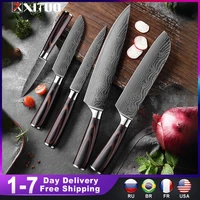 xituo 1 5pcs set chef knife japanese stainless steel sanding laser pattern knives professional sharp blade knife cooking tool