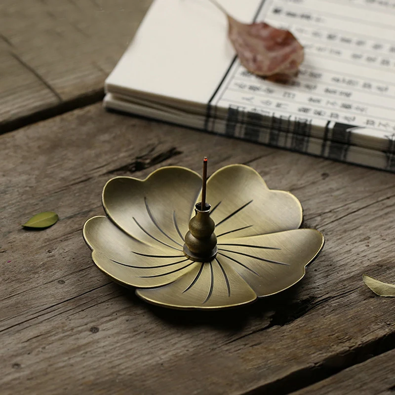 

Sandalwood Coil Base 1pcs Buddhism Lotus Line Incense Plate Alloy Incense burner Home Decoration Stick Holder Multifunction