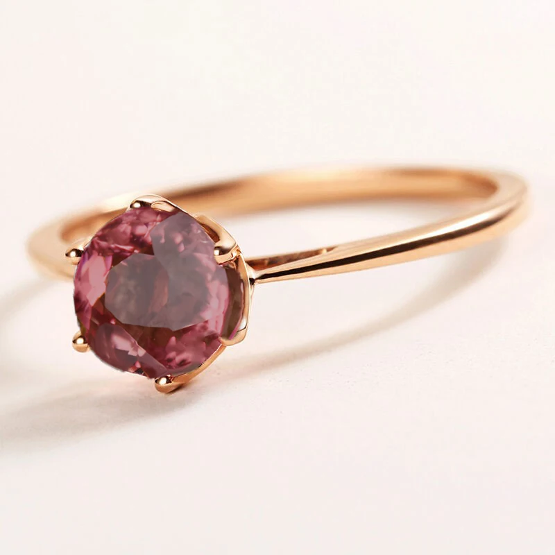 Кольцо принцессы Sle из розового золота с гранатом милое круглое модное простое