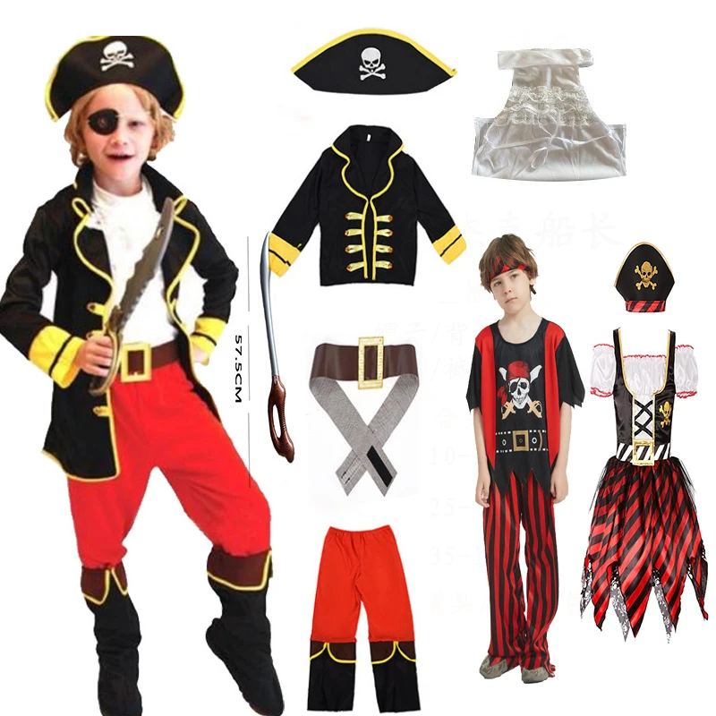 

Костюм пиратский детский для косплея, одежда с ножом для мальчиков и девочек, яркое платье на день рождения, Хэллоуин, Рождество