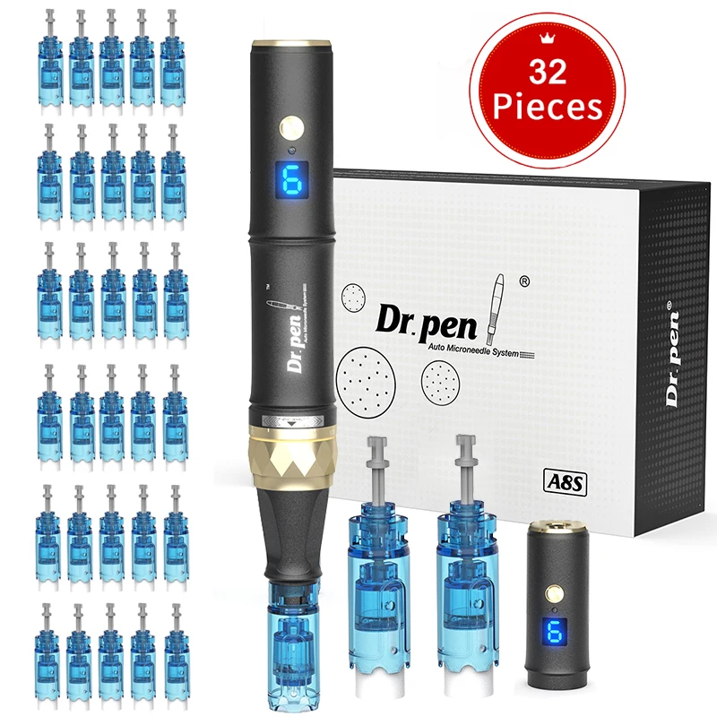 Dr Pen A8S Wireless Miscroneedles Derma Pen A8 With 32pcs Dr Pen Needle Cartrdiges 6 Digital Speed Beauty Machine