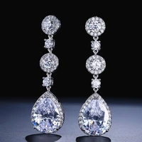 2022 new fashion simple white zircon stud earrings for womens wedding bridal jewelry party accessories gifts