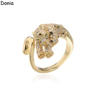 donia jewelry european and american luxury leopard print ring copper aaa zircon ring luxury new animal couple ring