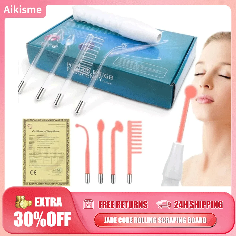 

4in1 High Frequency Electrode Wand Electrotherapy Glass Tube Beauty Device Facial Therapy Acne Remover Facial Anti Wrinkle Skin