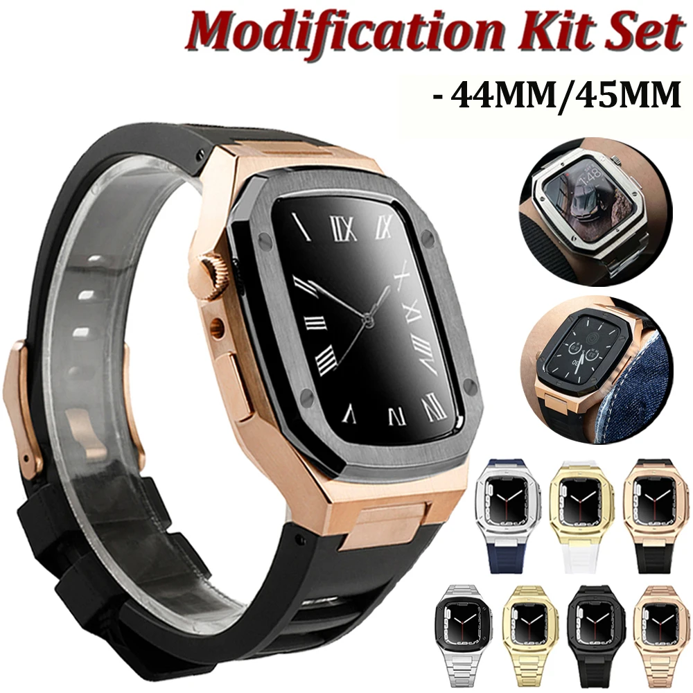 

Luxury Metal Case For iWatch Series 7 8 45mm 41mm 44mm Modification Kit Set Frame Protector Shell Cover For Apple Watch SE 6 5 4