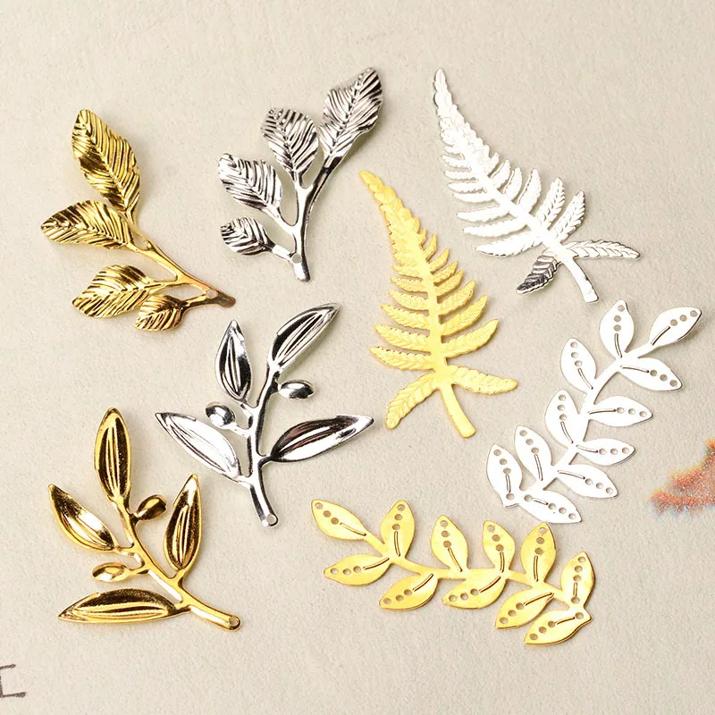

10 PCS Antique Leaf Slice Hairpin Shoes Clothing Accessories Iron leaves Diy Jewelry Decorative Handicrafts
