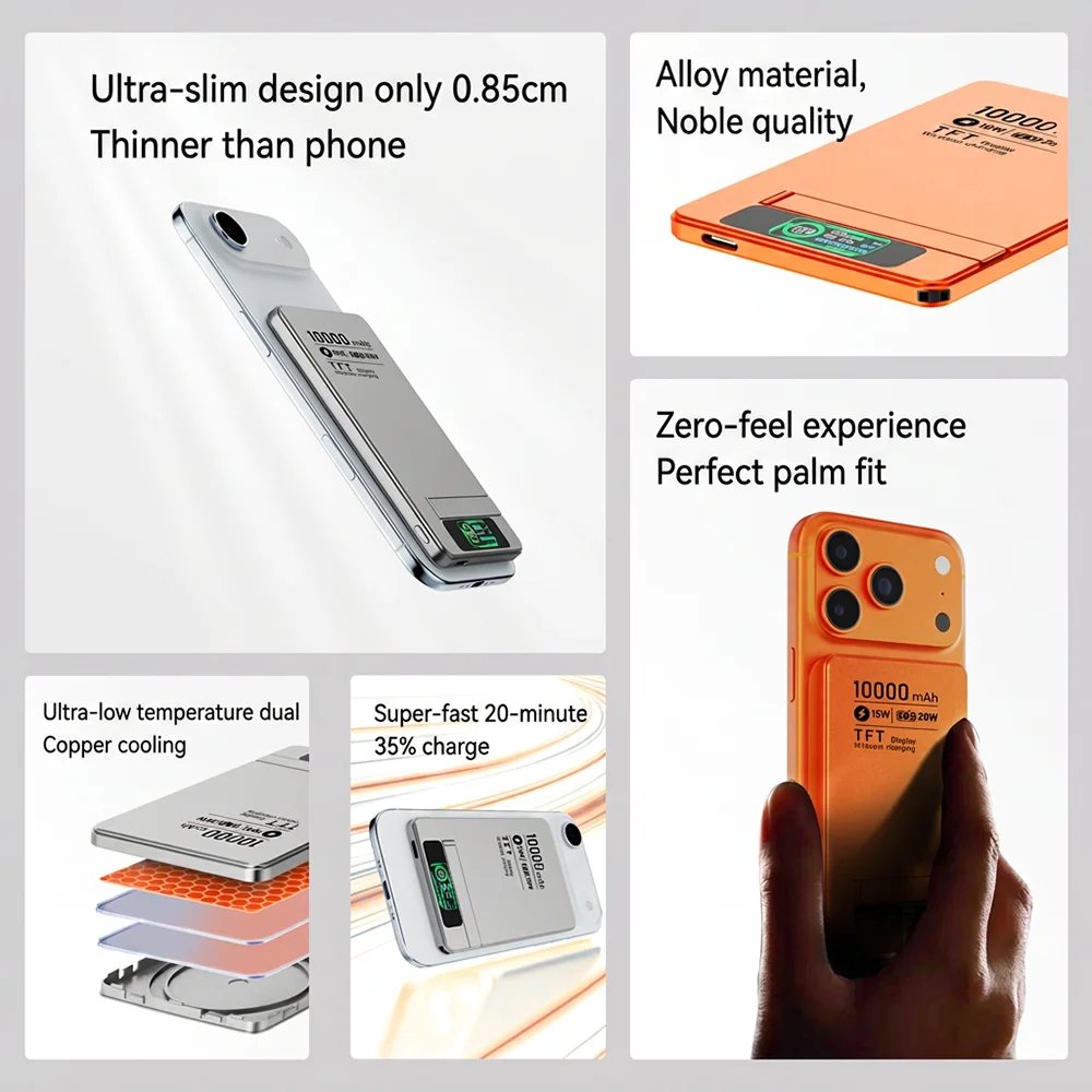 Оригинальный магнитный внешний аккумулятор Powerbank для MagSafe, беспроводное зарядное устройство для iPhone 17 и Apple Watch (art.: 3920da341c187) - 3920da341c187