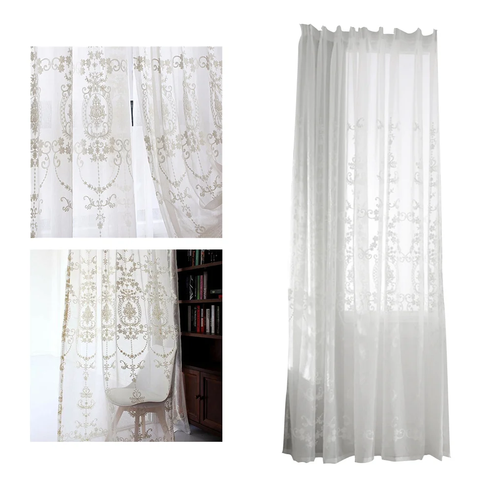 

Window Curtains Curtain Embroidery Tulle European Protection Privacy Sheer Drape Treatment Gauze Room Living Decorative Bedroom
