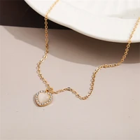 trendy opal rhinestone love heart necklace simple sweater chain for women jewelry