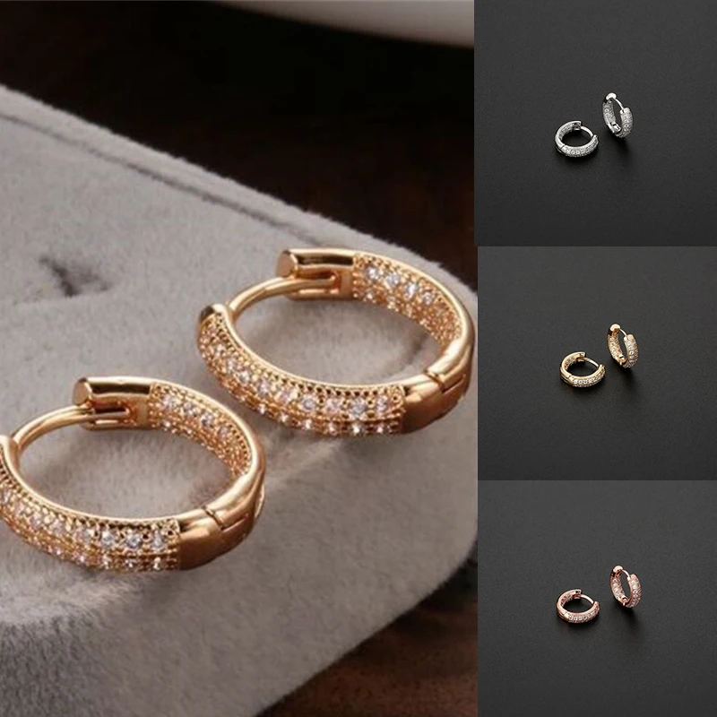 

Charm Crystal Hoop Earrings Simple Women Huggie Fashion Jewellery Women Plated