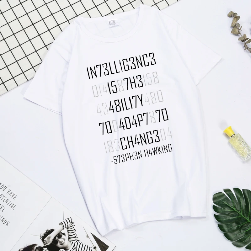 Stephen Hawking Intelligence is The Ability to Adapt to Change Quote Women's Novelty T-Shirts Unisex Tee Men's Tshirt Tops