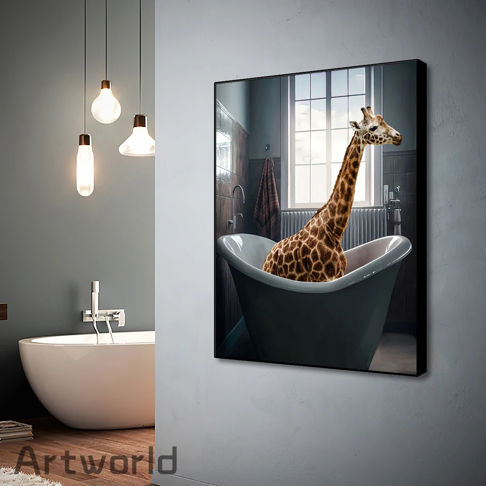 Забавная Хайлендская Корова Ванна Холст Настенная Художественная Печать