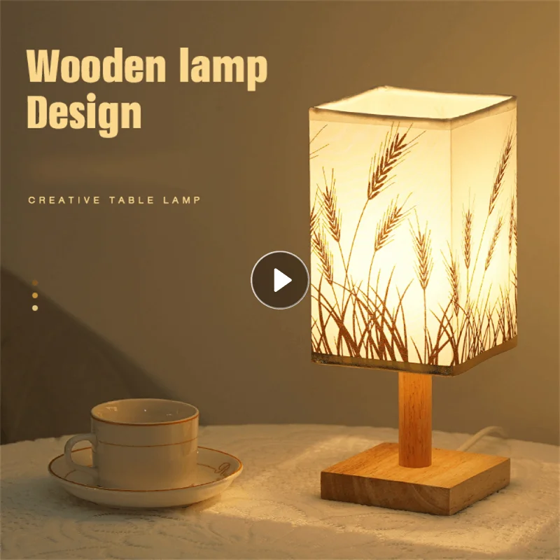 

USB Powered Modern Nordic Wood Table Lamp Night Light For Bedroom Illumination Warm White Gift Wooden Bedside Kids Room Decor