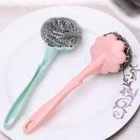 stainless steel replaceable wire ball brush kitchen cleaning brush pan dish tile sink kitchen bathroom cleaning tools
