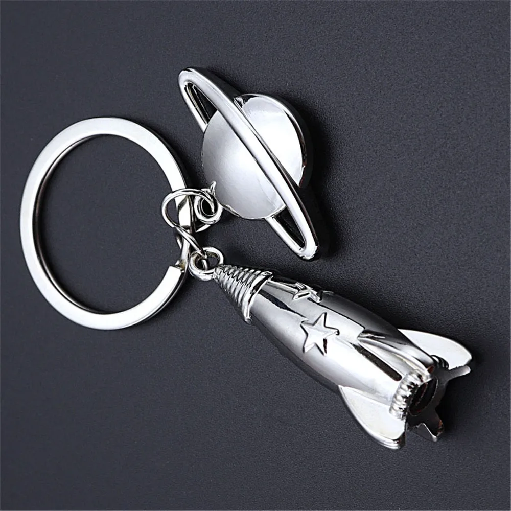 

Metal Rocket Galaxy Keychain Women Men Space Travelling Backpack Hanging Ornament Car Key Ring Best Gift Jewelry Key Fob