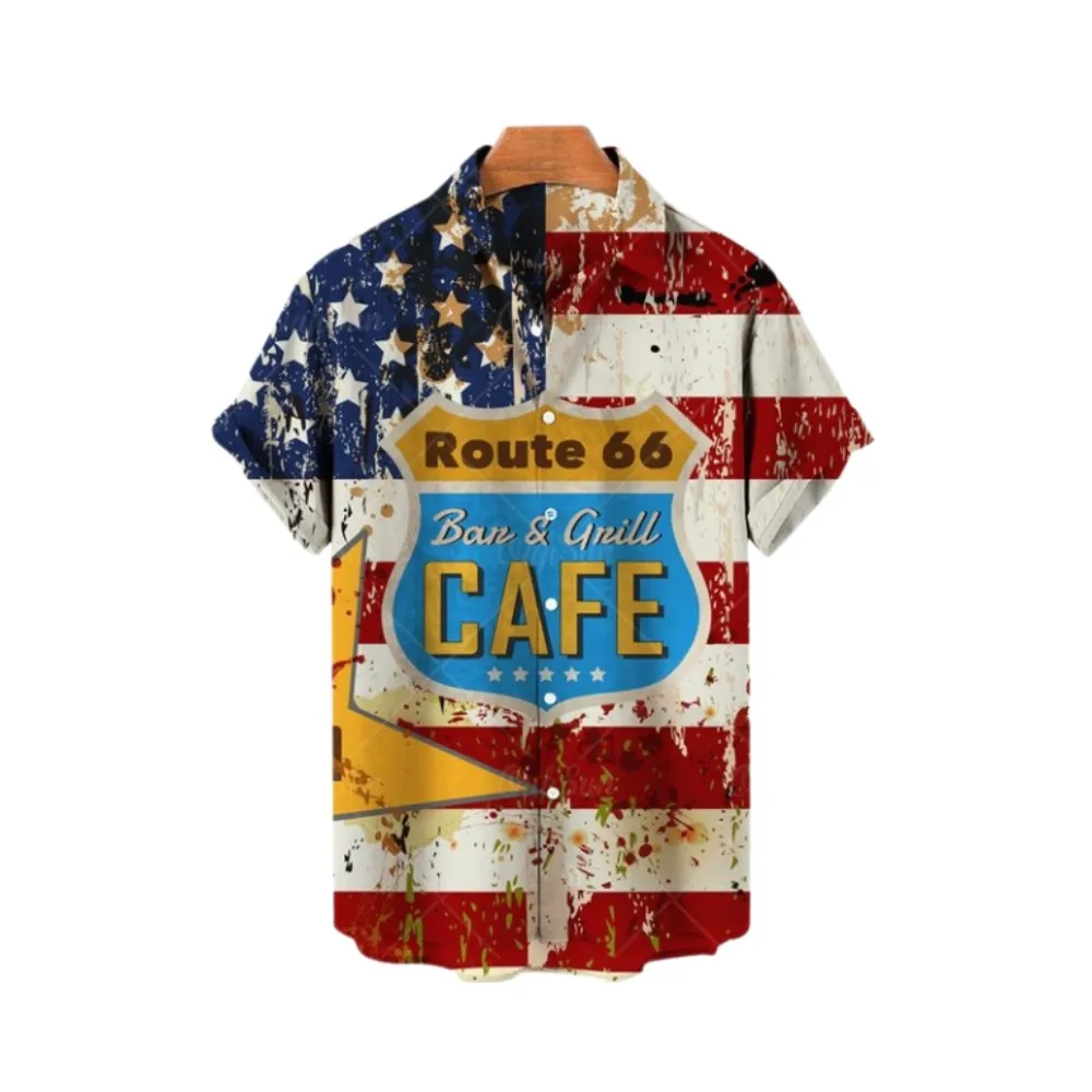 Новинка 2023, летняя пляжная одежда для отпуска с тропическим и очень большим геометрическим принтом, Повседневная однобортная футболка с коротким рукавом для Гавайского отдыха