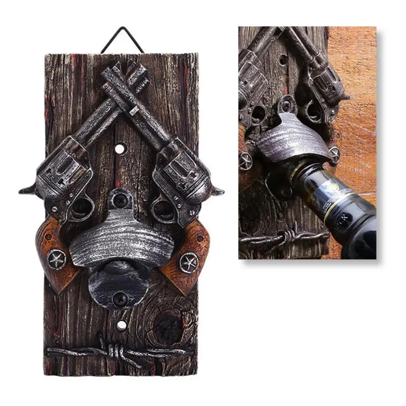 

Double Revolver Bottle Opener Can Opener Creative Beer Opener Western Bar Wall Decor Decoration Wall Hanger Kitchen Tools