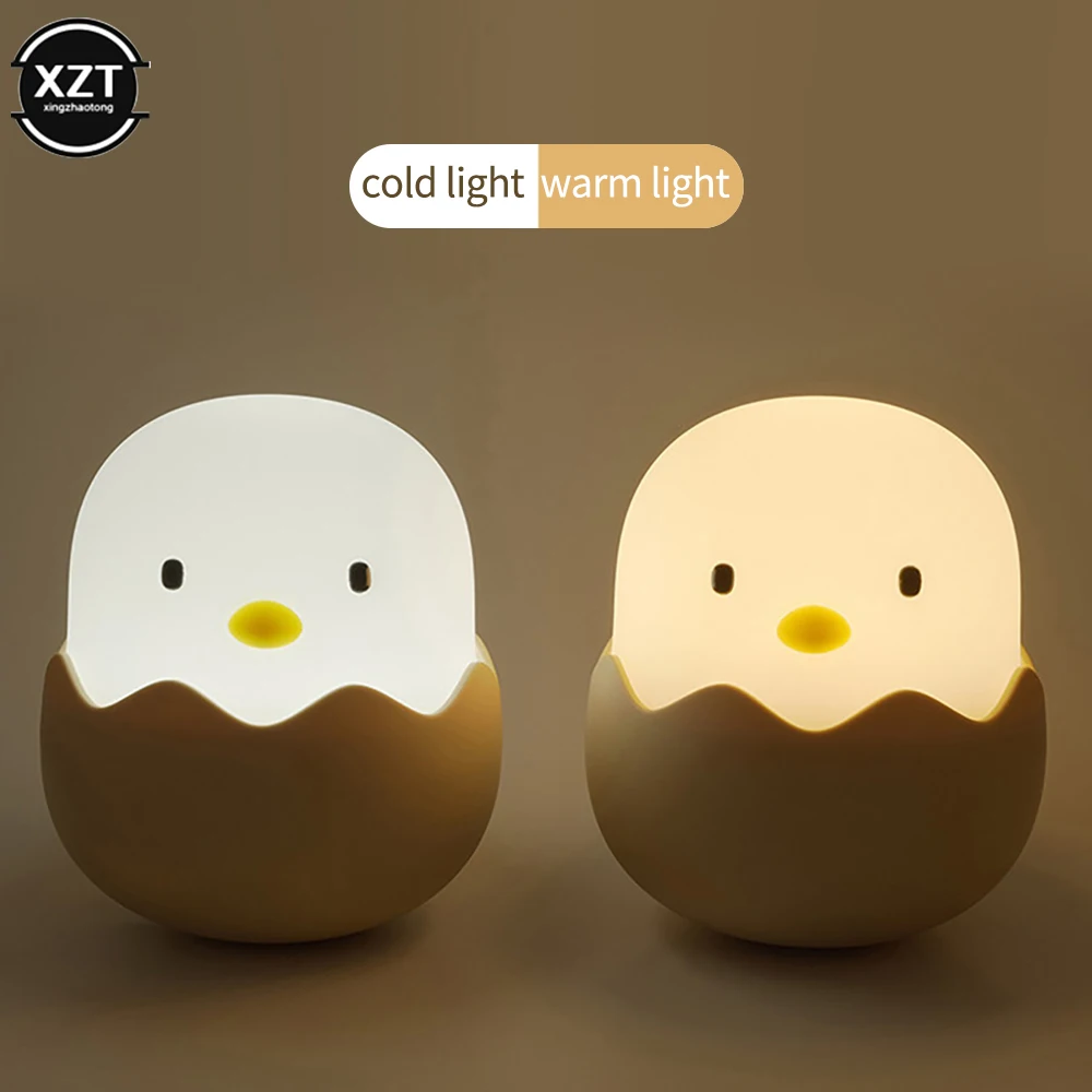 

New LED Children Night Light For Kids Soft Silicone USB Rechargeable Bedroom Decor Gift Animal Chick Touch Night Lamp