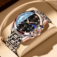 poedagar men watch sport chronograph fashion date quartz wristwatch top swiss brand luxury waterproof luminous steel band watch