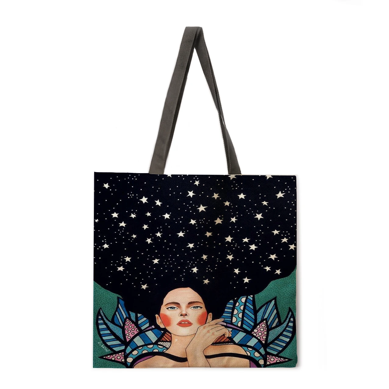 

Women's Dream Ladies Beach Bag Foldable Shoulder Bag Shopping Bag Printed Handbag Linen Casual Tote Reusable