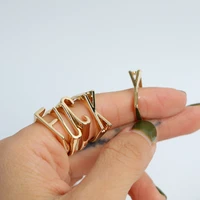 kouch letter rings wholesale stainless steel cuff gold plated rings vintage bohomie jewelry on finger alphet new punk design