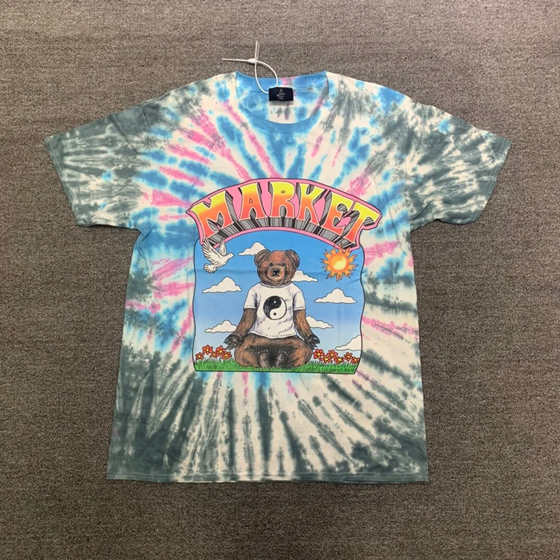 Мужская и женская футболка с принтом медведя из хлопка |