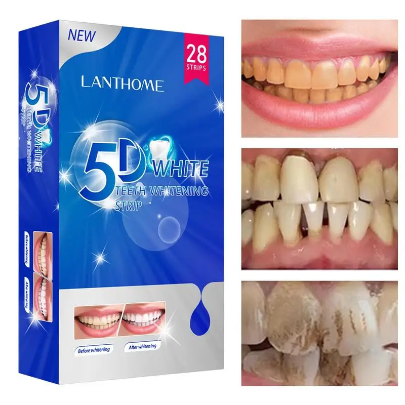 

Tooth Whiten Strips 28 Strips Instant Tooth White And Stain Remover 5D Natural Teeth Whitener For Non-Sensitive Teeth For