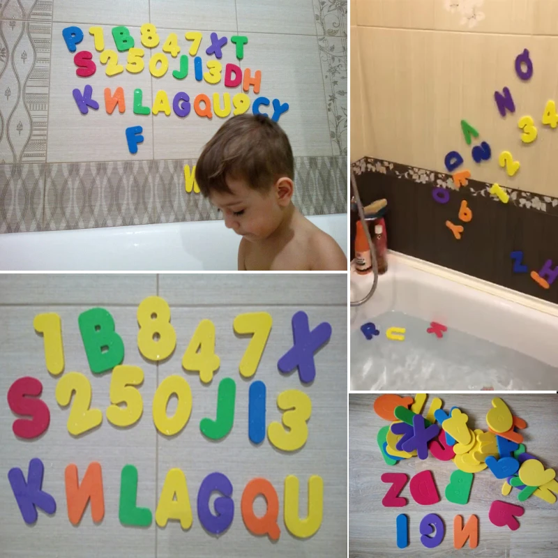 

36pcs/Set Alphanumeric Letter Puzzle Baby Bath Toys Soft EVA Kids Baby Water Toys For Bathroom Early Educational Suction Up Toy