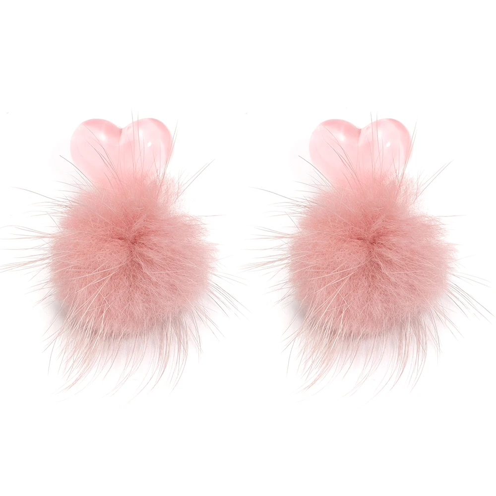 1 пара 36x32 мм милые Мультяшные плюшевые бархатные шариковые серьги универсальные